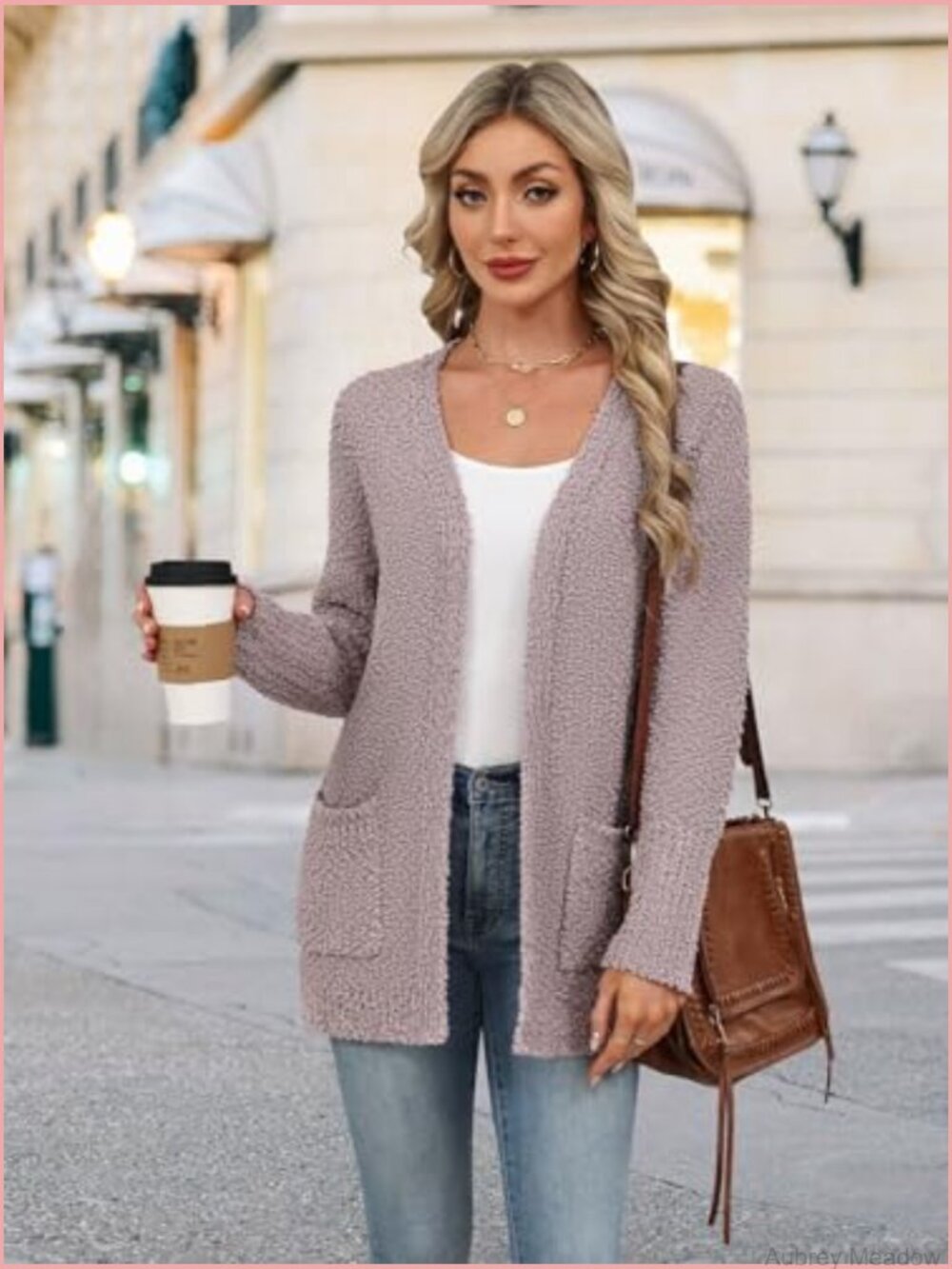 Fuzzy Knit Open Front Cardigan Blanket Sweater Long - Picture 6 of 7